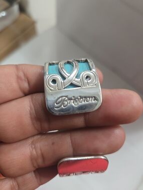 Brighton Silver Bracelet Charm with Turquoise and Coral Enamel